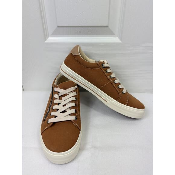 Taos Z-Soul Comfort Shoes Women's 7 Brown Canvas Lace Up Zip Low Top Sneakers - Picture 9 of 9